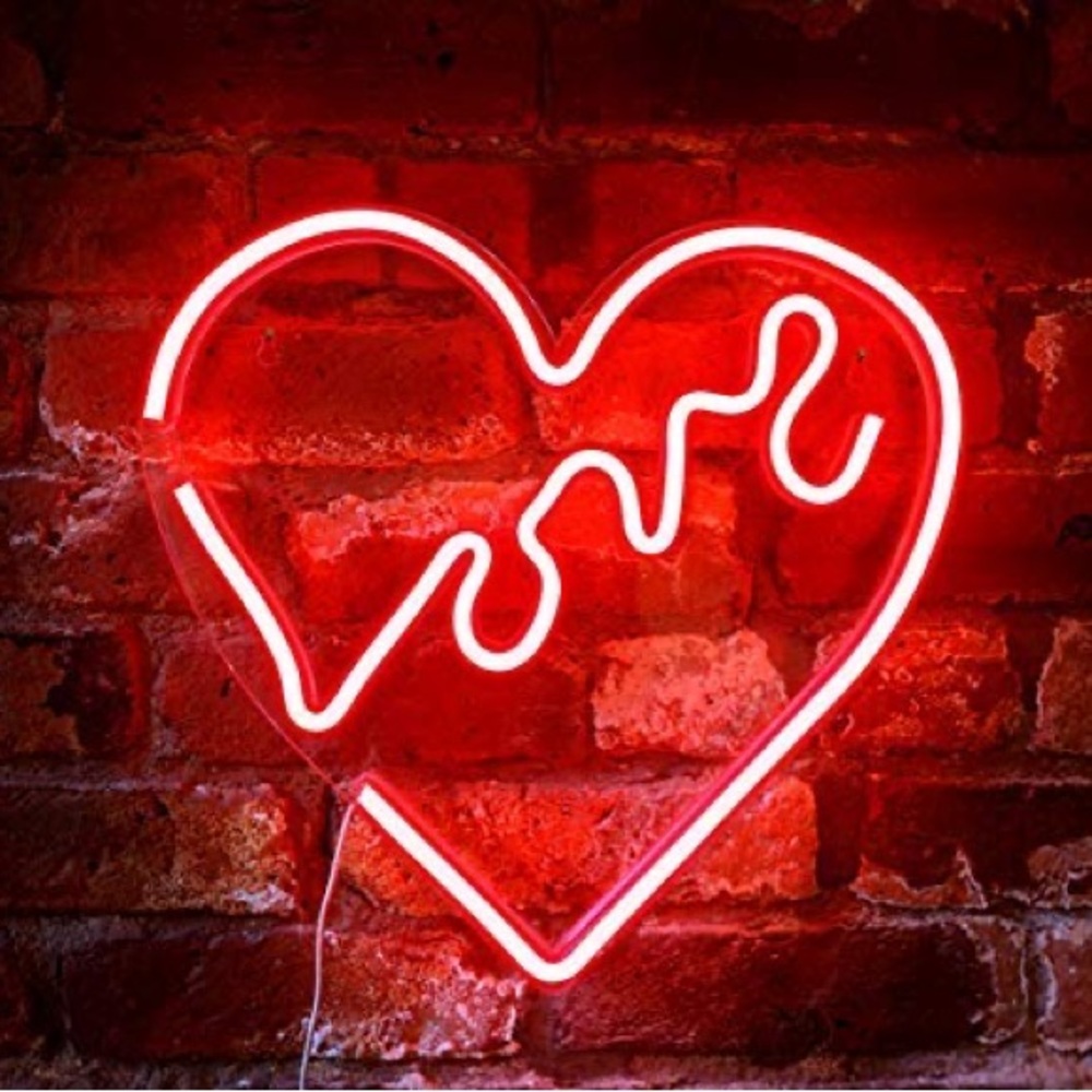 Red Neon Heart Wall Decor